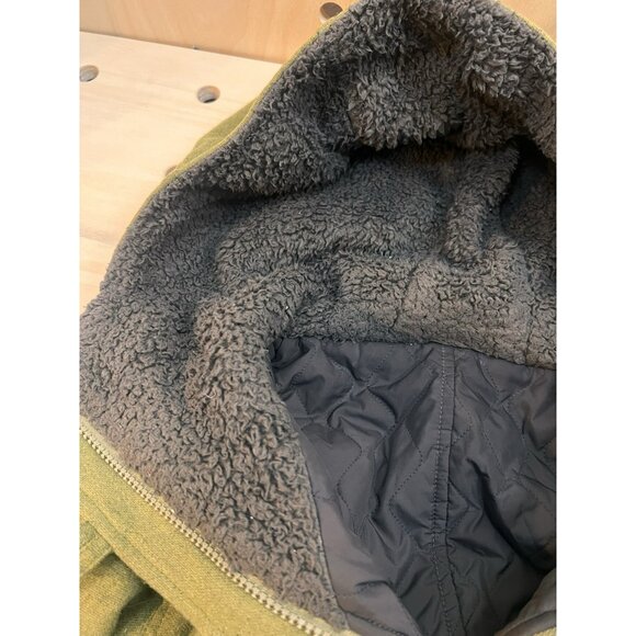 Patagonia Merino Wool Blend Hooded Jacket Reversible Green Gray Quilted Size M - Picture 13 of 16